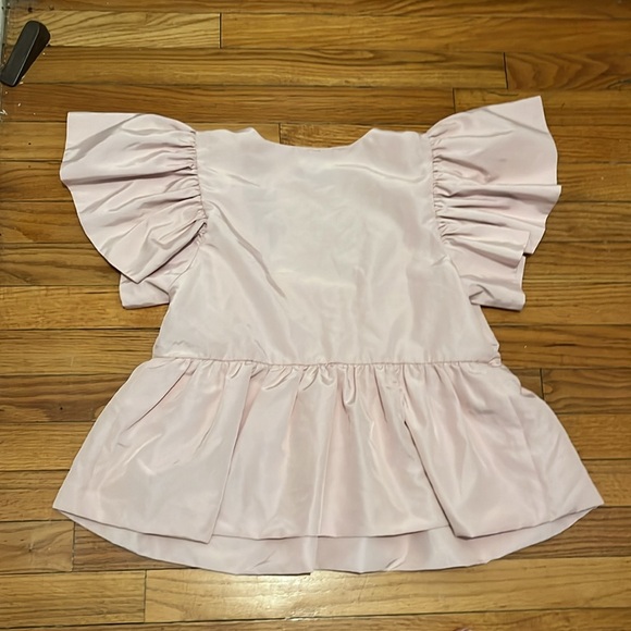😊 Express Square Neck Flutter Sleeve Peplum Babydoll Top Pastel Pink - Picture 6 of 6